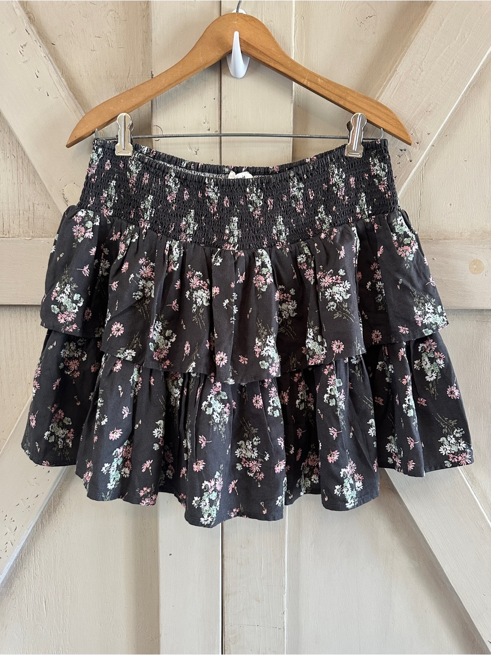 Aerie Floral Smocked Ruffle Mini Skirt Size Medium NWT